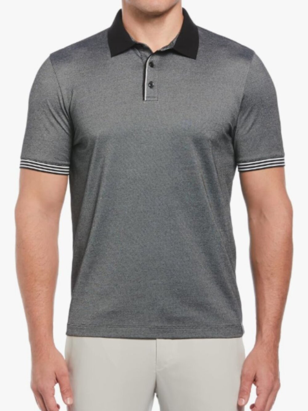 Perry Ellis Men's Gray Polo Shirt with Contrast Collar